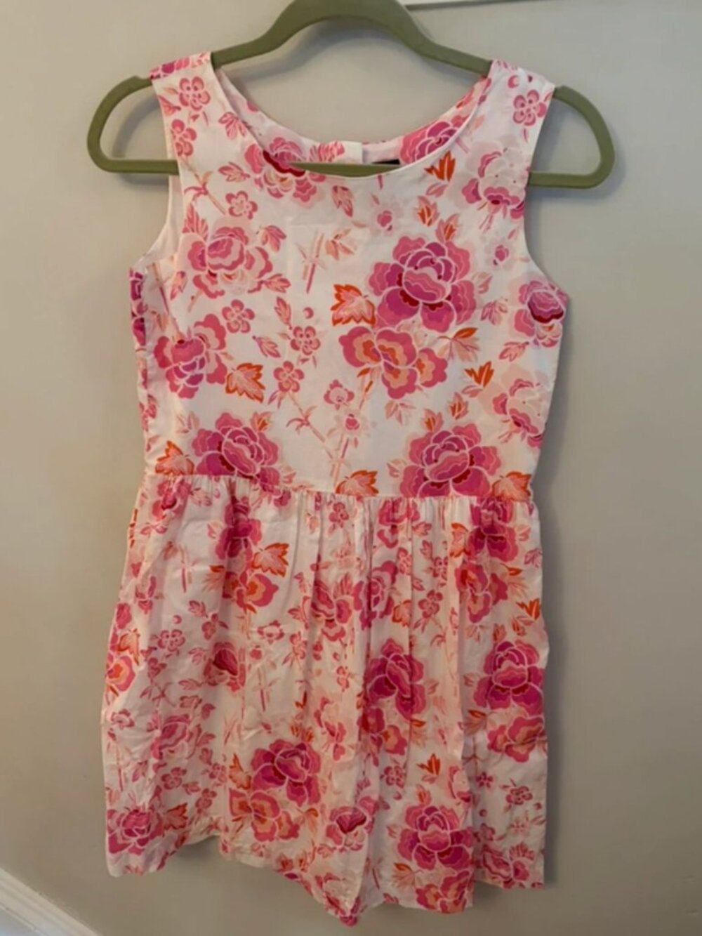 girls' Gap sleeveless dress pink and orange floral print XXL 14-16